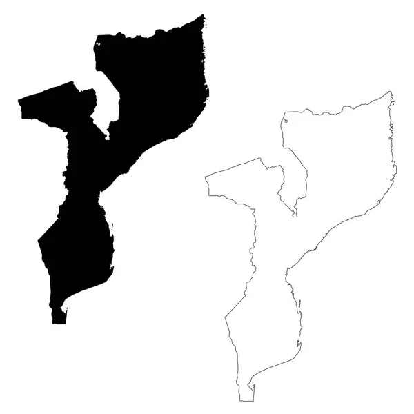 Mapa Vectorial Mozambique Ilustración Vectorial Aislada Negro Sobre Fondo Blanco — Vector de stock