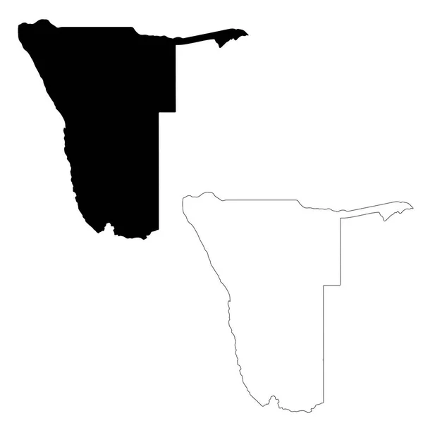矢量地图纳米比亚 孤立的矢量插图 黑色的白色背景 Eps — 图库矢量图片