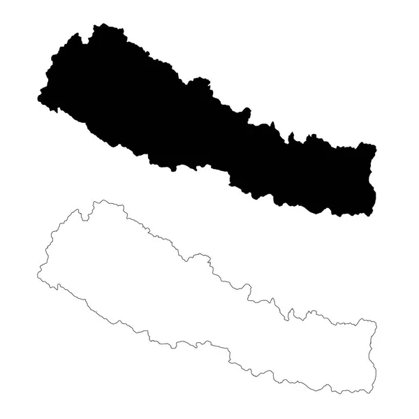Peta Vektor Nepal Ilustrasi Vektor Terisolasi Hitam Latar Belakang Putih - Stok Vektor