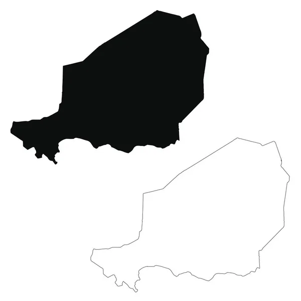 Carte Vectorielle Niger Illustration Vectorielle Isolée Noir Sur Fond Blanc — Image vectorielle