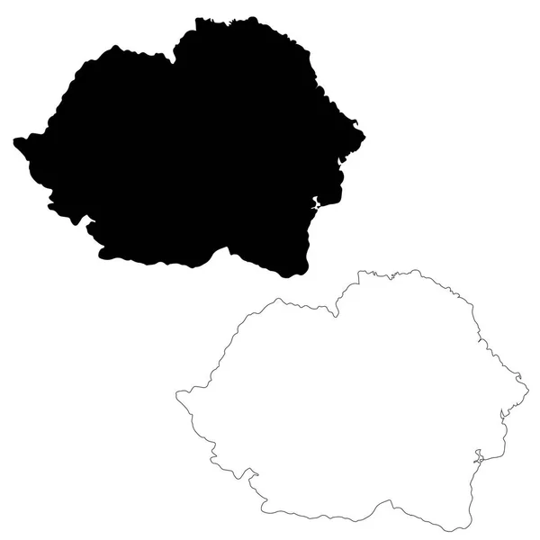 Mapa Vectorial Rumania Ilustración Vectorial Aislada Negro Sobre Fondo Blanco — Archivo Imágenes Vectoriales