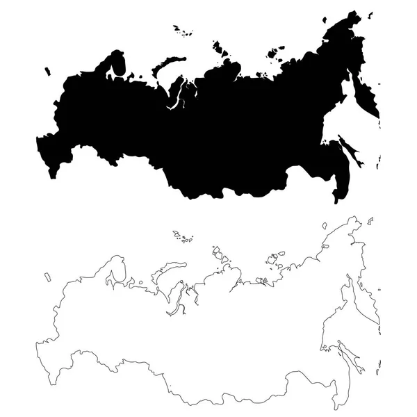 Vector Kaart Rusland Geïsoleerde Vector Illustratie Zwart Een Witte Achtergrond — Stockvector