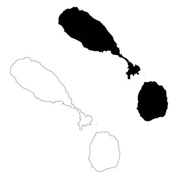 Carte Vectorielle Saint Kitts Nevis Illustration Vectorielle Isolée Noir Sur — Image vectorielle