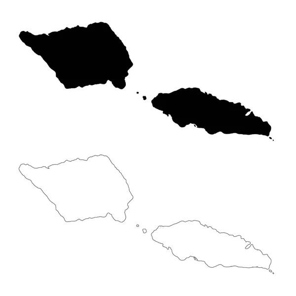 Вектор Карта Самоа Ізольована Векторні Ілюстрації Чорний Білому Тлі Eps — стоковий вектор