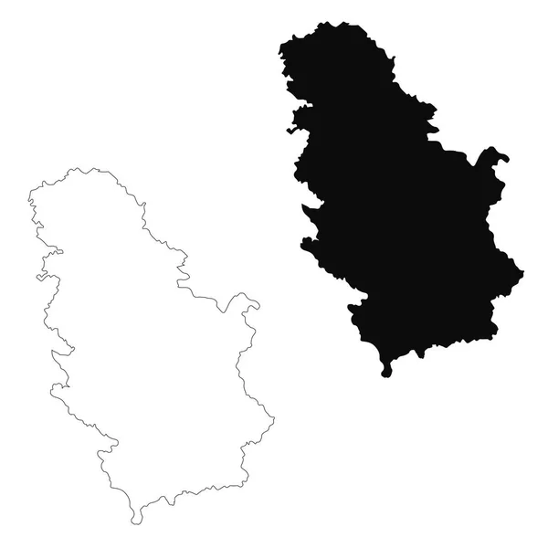 Mapa Vetorial Sérvia Ilustração Vetorial Isolada Preto Sobre Fundo Branco — Vetor de Stock
