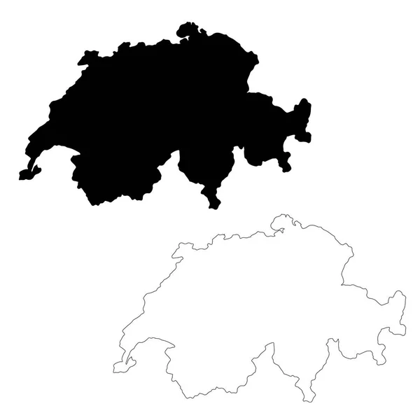 Mapa Vetorial Suíça Ilustração Vetorial Isolada Preto Sobre Fundo Branco —  Vetores de Stock
