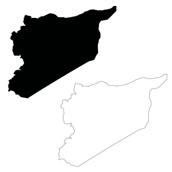 ベクトル地図シリア 分離ベクトル図です 白背景に黒 Eps — ストックベクタ