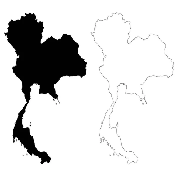Векторная Карта Таиланд Изолированная Векторная Иллюстрация Черный Белом Фоне Эпс — стоковый вектор