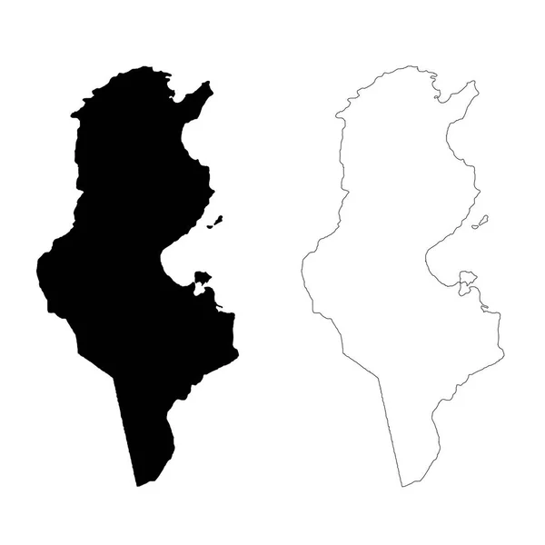 Mapa Vectorial Túnez Ilustración Vectorial Aislada Negro Sobre Fondo Blanco — Vector de stock