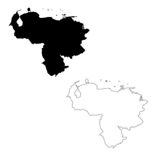Mapa Vetorial Venezuela Ilustração Vetorial Isolada Preto Sobre Fundo Branco — Vetor de Stock