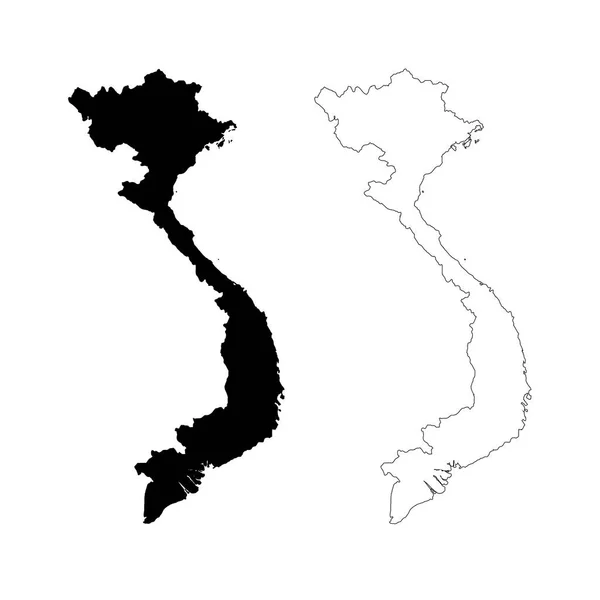 Vektör harita Vietnam. İllüstrasyon izole vektör. Beyaz arka plan üzerine siyah. EPS 10 illüstrasyon.
