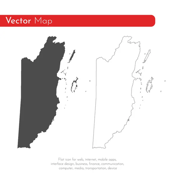 Mapa Vetorial Belize Ilustração Vetorial Isolada Preto Sobre Fundo Branco — Vetor de Stock