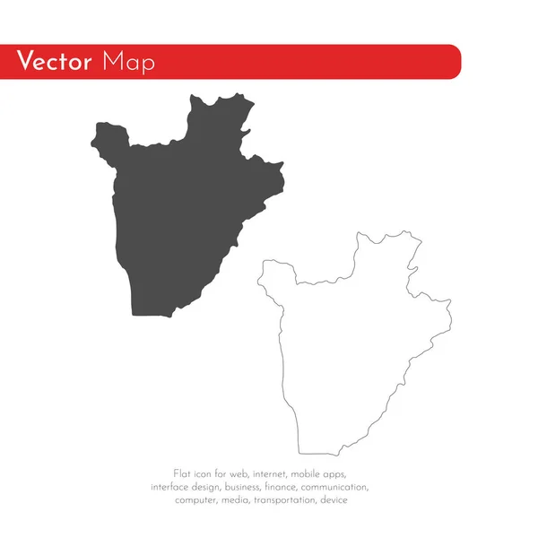 Mapa Vetorial Burundi Ilustração Vetorial Isolada Preto Sobre Fundo Branco — Vetor de Stock