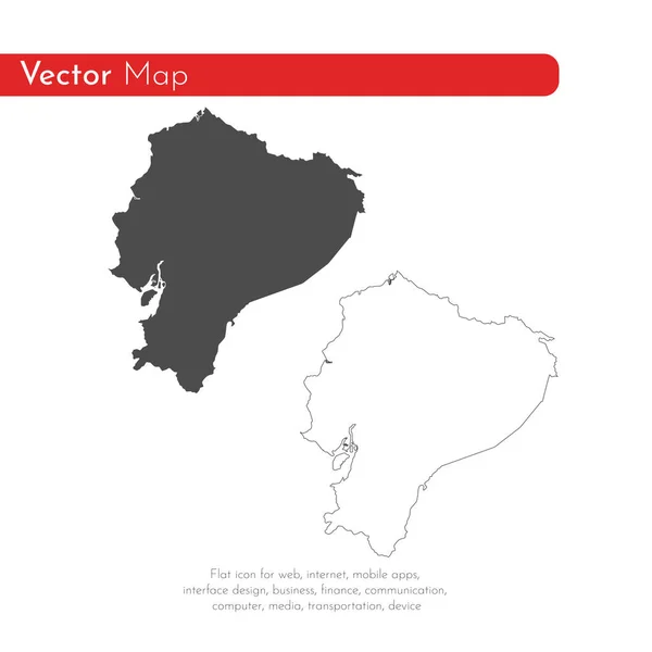 Vektorová Mapa Ekvádoru Izolované Vektorové Ilustrace Černá Bílém Pozadí Obrázek — Stockový vektor