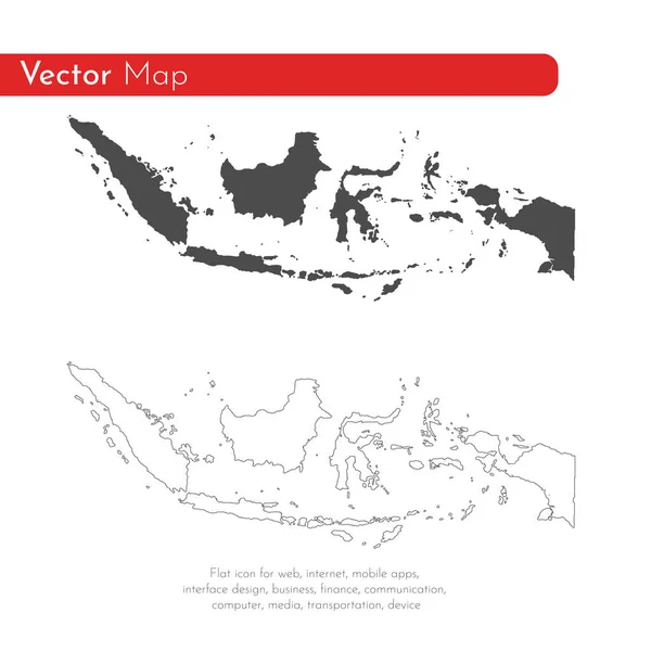 Mapa Vetorial Indonésia Ilustração Vetorial Isolada Preto Sobre Fundo Branco —  Vetores de Stock