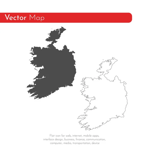 Mapa Vectorial Irlanda Ilustración Vectorial Aislada Negro Sobre Fondo Blanco — Archivo Imágenes Vectoriales