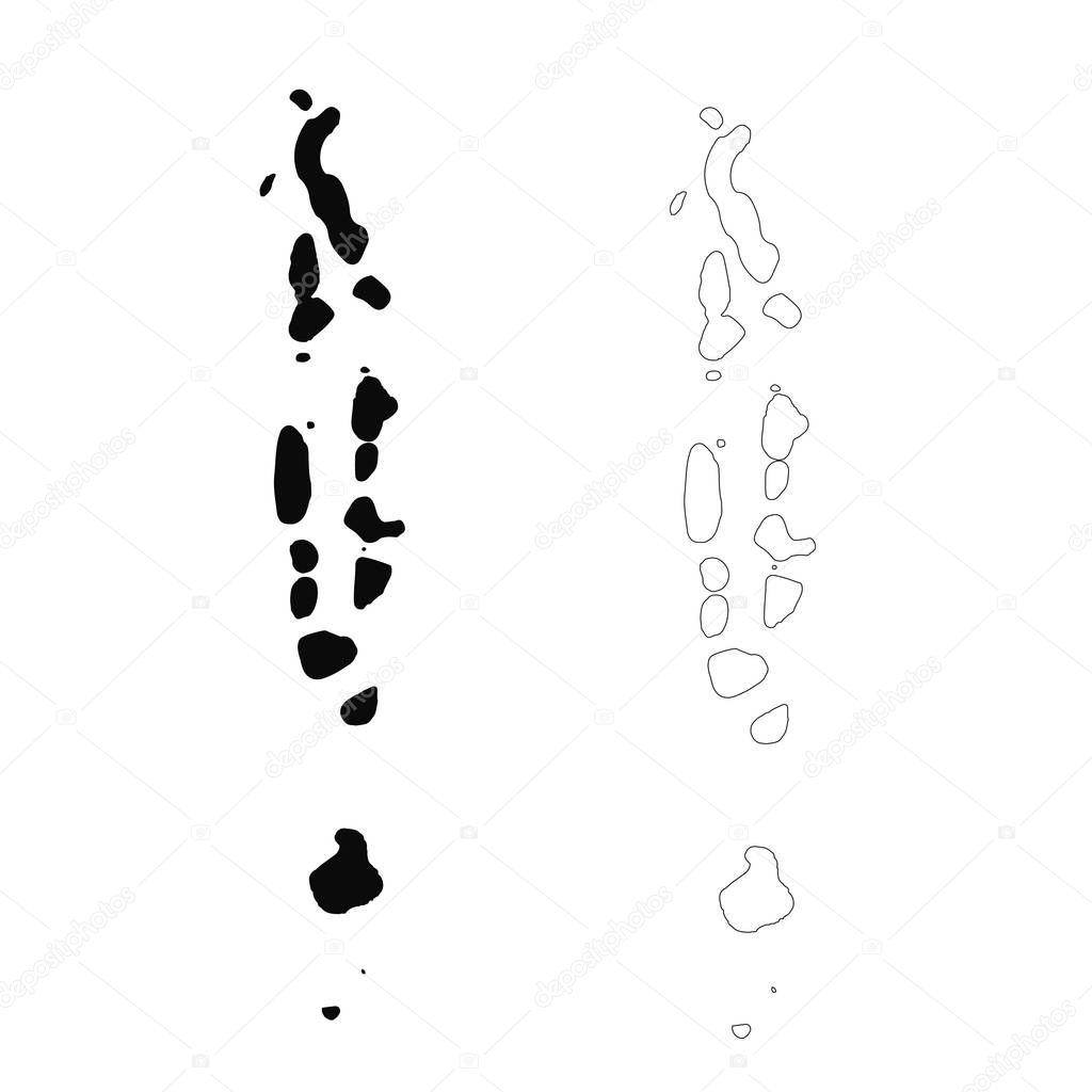 Vector map Maldives. Isolated vector Illustration. Black on White background. EPS 10 Illustration.