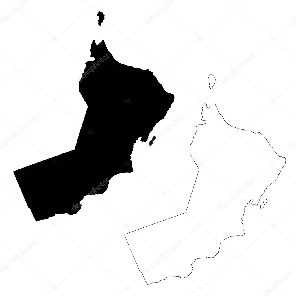 Vector map Oman. Isolated vector Illustration. Black on White background. EPS 10 Illustration.