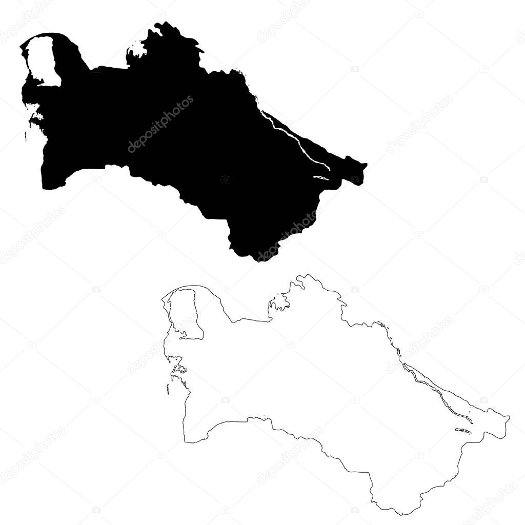 Vector map Turkmenistan. Isolated vector Illustration. Black on White background. EPS 10 Illustration.