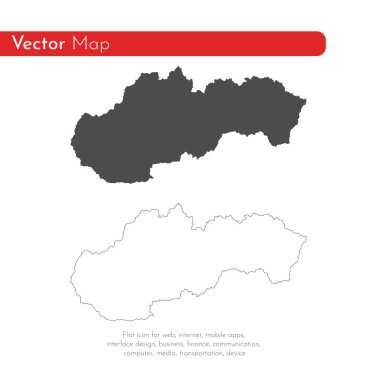Vektör harita Slovakya. İllüstrasyon izole vektör. Beyaz arka plan üzerine siyah. EPS 10 illüstrasyon.