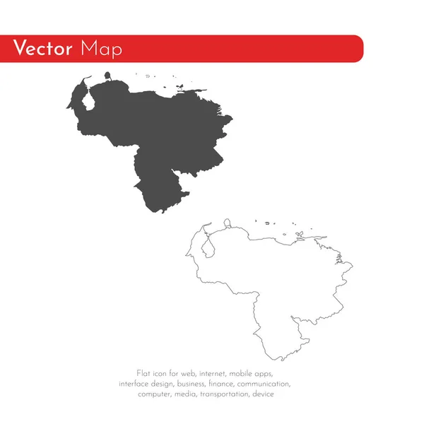 Mappa Vettoriale Venezuela Illustrazione Del Vettore Isolato Nero Sfondo Bianco — Vettoriale Stock