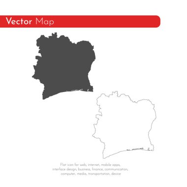 harita Cote d'Ivoire. İzole İllüstrasyon. Beyaz arka plan üzerinde siyah.