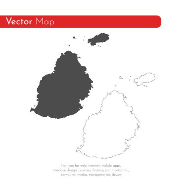 Vektör harita Mauritius. İllüstrasyon izole vektör. Beyaz arka plan üzerine siyah. EPS 10 illüstrasyon.