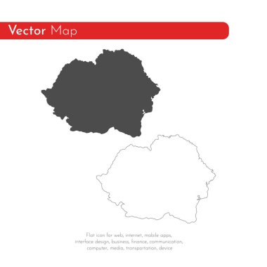 Vektör harita Romanya. İllüstrasyon izole vektör. Beyaz arka plan üzerine siyah. EPS 10 illüstrasyon.