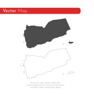 Vektör harita Yemen. İllüstrasyon izole vektör. Beyaz arka plan üzerine siyah. EPS 10 illüstrasyon.
