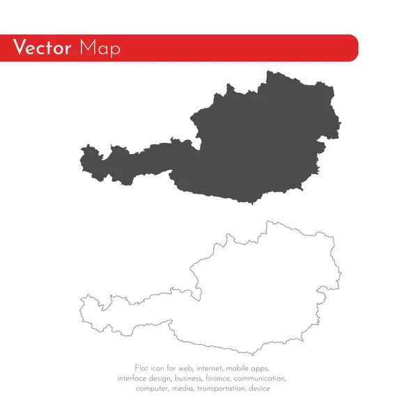 Карта Австрия Изолированная Иллюстрация Черный Белом Фоне — стоковое фото