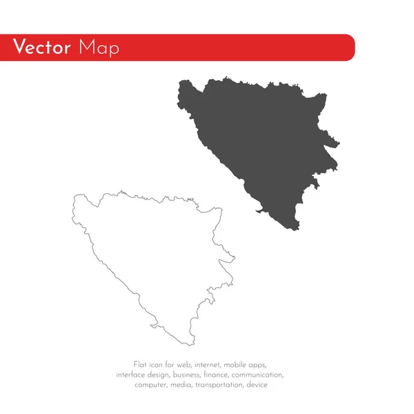 Mapa Bósnia Herzegovina Ilustração Isolada Preto Fundo Branco — Fotografia de Stock