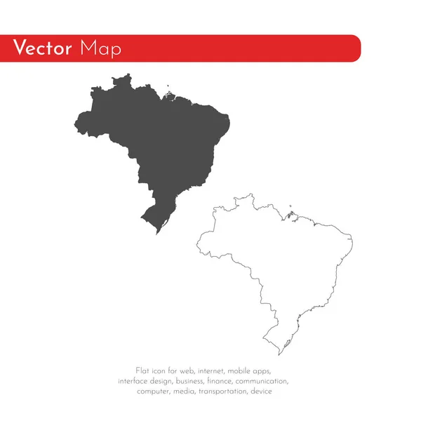 Χάρτη Της Βραζιλίας Απομονωμένη Απεικόνιση Μαύρο Λευκό Φόντο — Φωτογραφία Αρχείου