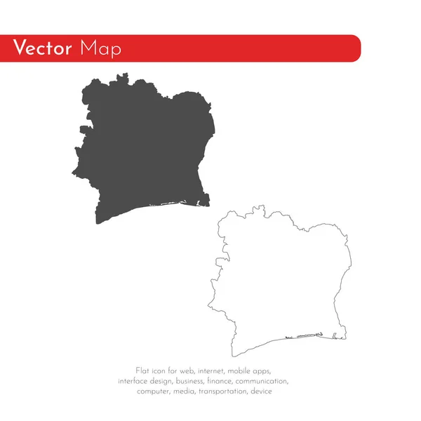 地図コートジボワール 分離されたイラスト 白い背景に黒 — ストック写真