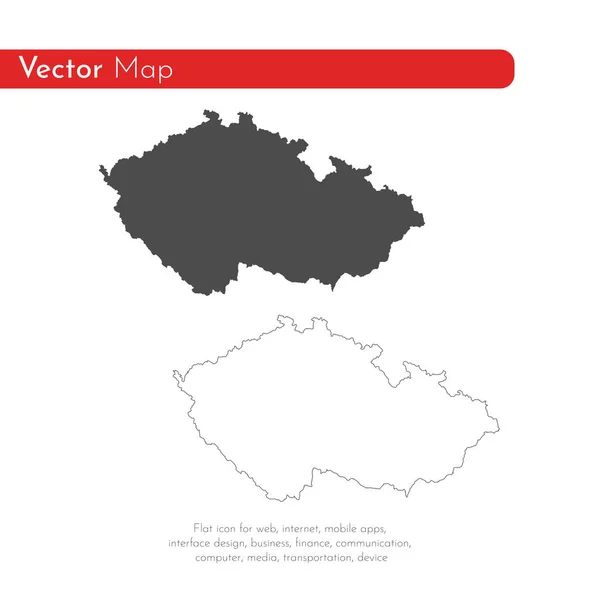 Mapa República Checa Ilustración Aislada Negro Sobre Fondo Blanco — Foto de Stock