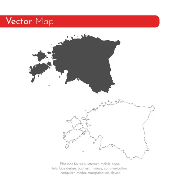 地図エストニア 分離されたイラスト 白い背景に黒 — ストック写真