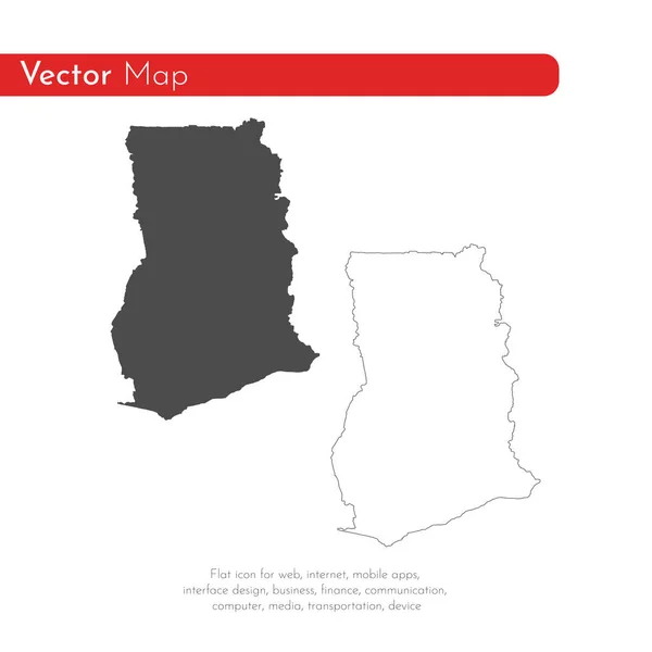 Mapa Vectorial Ghana Ilustración Vectorial Aislada Negro Sobre Fondo Blanco — Foto de Stock