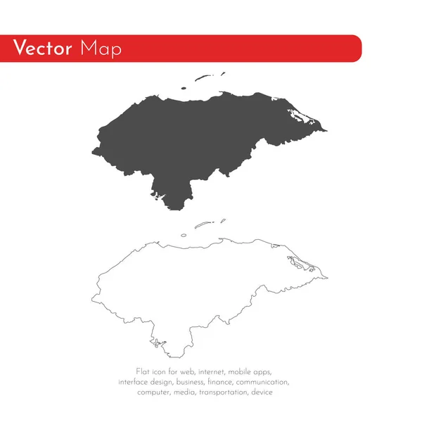 地図ホンジュラス 分離されたイラスト 白い背景に黒 — ストック写真