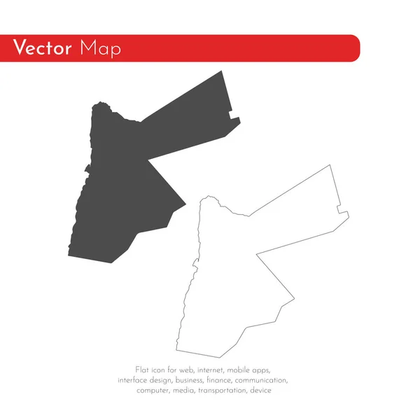 地図ヨルダン 分離されたイラスト 白い背景に黒 — ストック写真