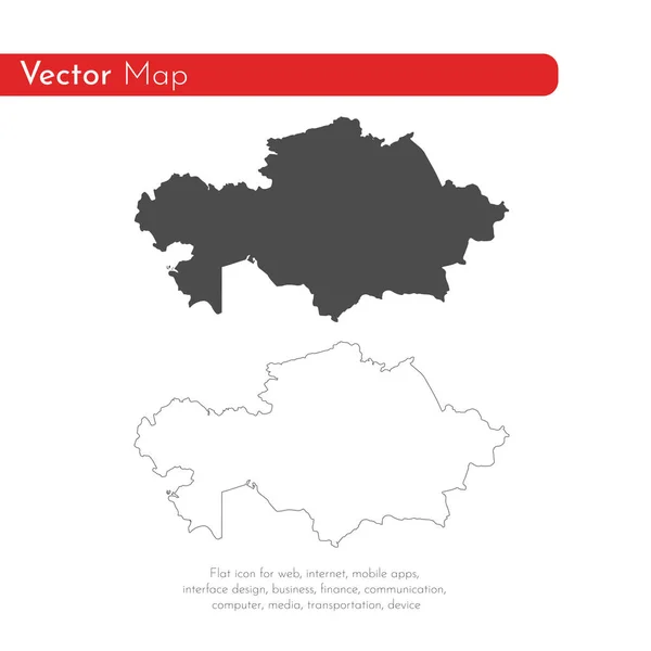 Mapa Kazachstánu Izolovaný Obrázek Černá Bílém Pozadí — Stock fotografie