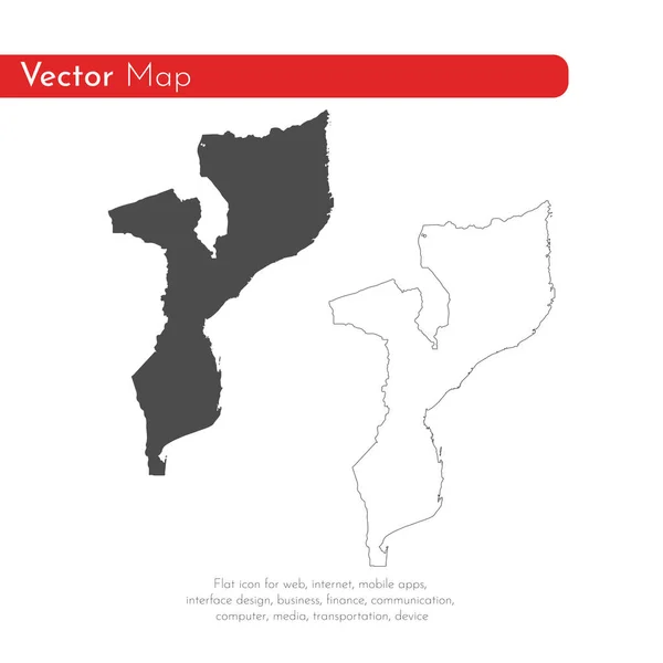 Mapa Vetorial Moçambique Ilustração Vetorial Isolada Preto Sobre Fundo Branco — Fotografia de Stock