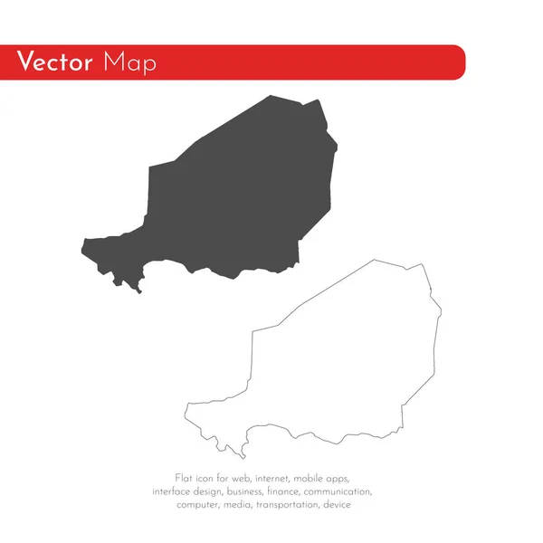 Mapa Vectorial Níger Ilustración Vectorial Aislada Negro Sobre Fondo Blanco — Foto de Stock