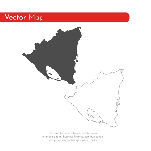 Vektorová Mapa Nikaragua Izolované Vektorové Ilustrace Černá Bílém Pozadí Obrázek — Stock fotografie