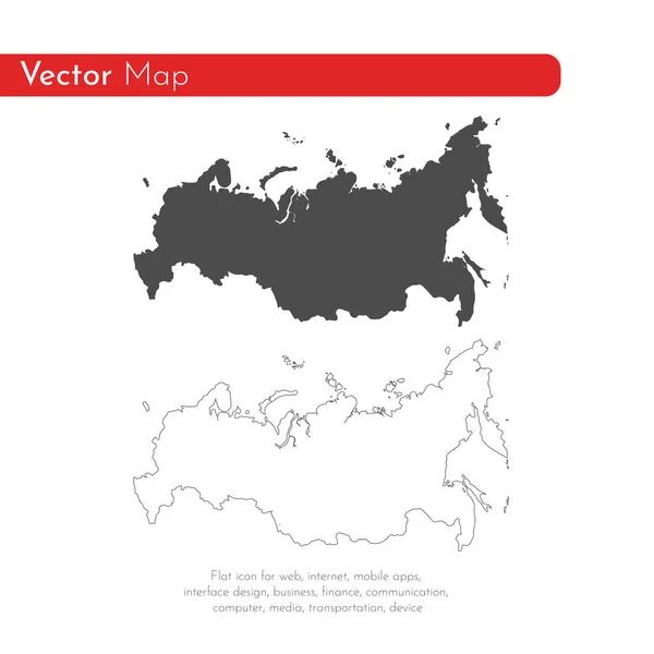 Vector Kaart Rusland Geïsoleerde Vector Illustratie Zwart Een Witte Achtergrond — Stockfoto