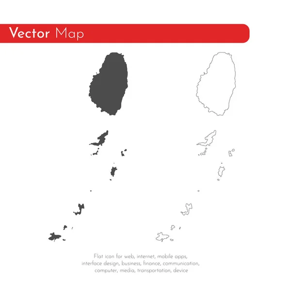 Mapa Vetorial São Vicente Granadinas Ilustração Vetorial Isolada Preto Sobre — Fotografia de Stock