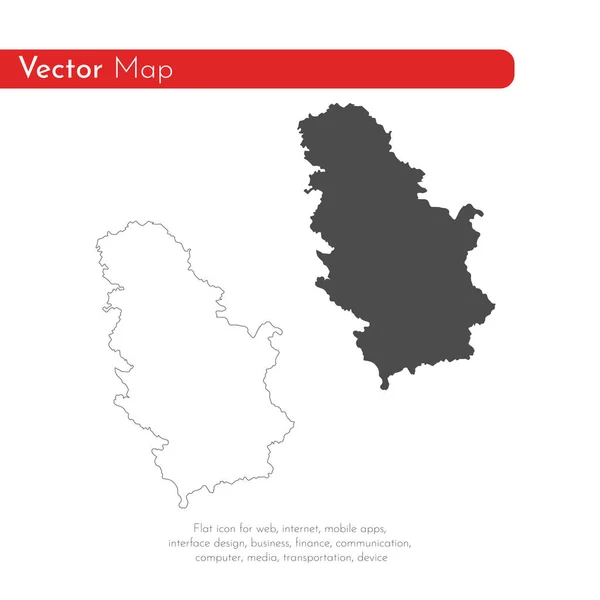 Mapa Vectorial Serbia Ilustración Vectorial Aislada Negro Sobre Fondo Blanco — Foto de Stock