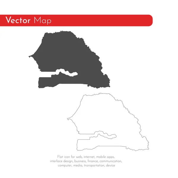 Mapa Vectorial Senegal Ilustración Vectorial Aislada Negro Sobre Fondo Blanco —  Fotos de Stock