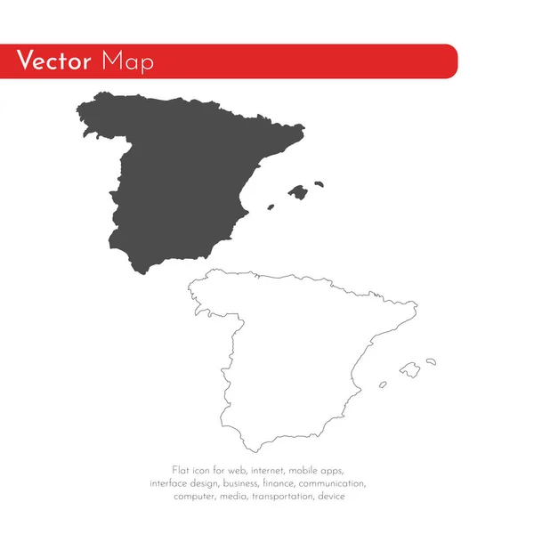Vector Kaart Spanje Geïsoleerde Vector Illustratie Zwart Een Witte Achtergrond — Stockfoto