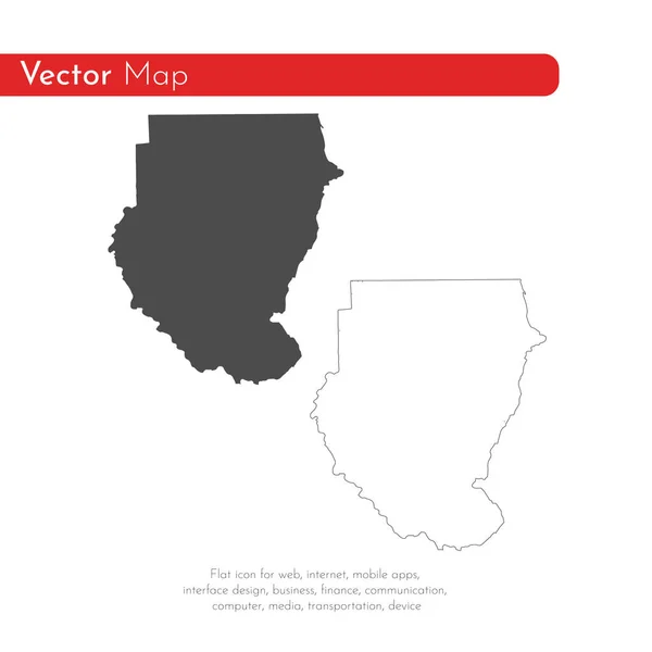 Wektor Mapa Sudanu Południowego Białym Tle Wektor Ilustracja Czarny Białym — Zdjęcie stockowe