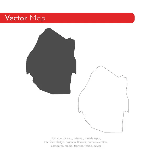 Kaart Van Vector Swaziland Geïsoleerde Vector Illustratie Zwart Een Witte — Stockfoto