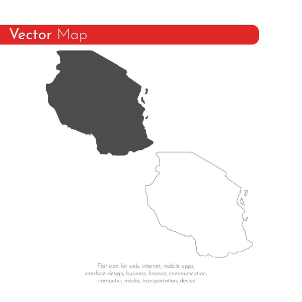 Векторная Карта Танзания Изолированная Векторная Иллюстрация Черный Белом Фоне Эпс — стоковое фото